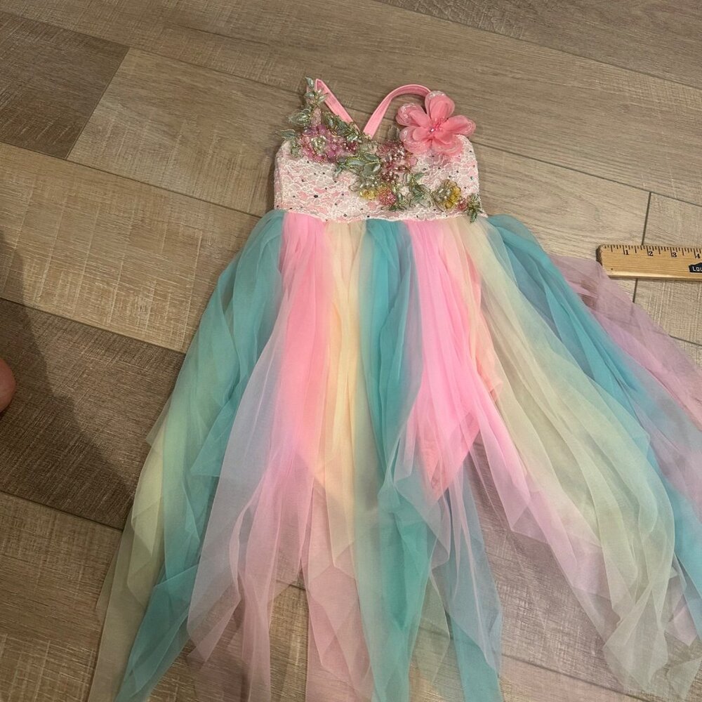 COSTUME GALLERY CHILD SMALL PINK BLUE COMPETITION DANCE COSTUME JAZZ BALLET LYRI